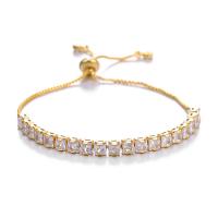 Cubic Zirconia Brass Bracelets, gold color plated, micro pave cubic zirconia & for woman Approx 11.03 Inch 