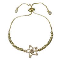 Stainless Steel Chain Bracelets, Star, gold color plated, box chain & for woman & with cubic zirconia  Approx 6-9 Inch 