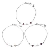 Stainless Steel Chain Bracelets, with Glass Beads, with 1.5Inch extender chain, Adjustable & fashion jewelry & oval chain & for woman 2mm Approx 9.5 Inch 
