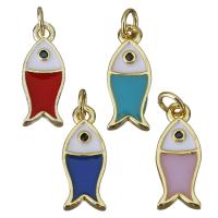 Animal Brass Pendants, Fish, gold color plated, fashion jewelry & DIY & enamel Approx 3mm 