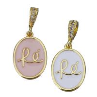 Enamel Brass Pendants, gold color plated, fashion jewelry & micro pave cubic zirconia Approx 