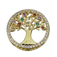 Composants de bijoux en laiton, arbre, Placage de couleur d'or, bijoux de mode & DIY & pavé de micro zircon Environ Vendu par PC