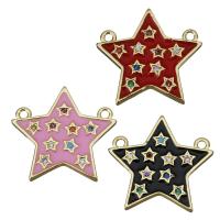 Cubic Zirconia Micro Pave Brass Connector, Star, gold color plated, micro pave cubic zirconia & enamel & 1/1 loop Approx 1.5mm 