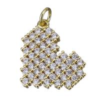 Brass Heart Pendants, gold color plated, fashion jewelry & micro pave cubic zirconia Approx 3.5mm 