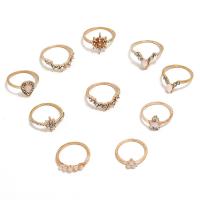 Zinklegierung Ring Set, mit Opal, Rósegold-Farbe plattiert, für Frau & mit Strass, 2SetsSatz/Tasche, 10PCs/setzen, verkauft von Tasche