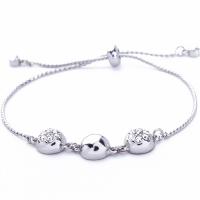 Zinc Alloy Rhinestone Bracelets, silver color plated, Adjustable & for woman & with rhinestone, 280mm .2 Inch 