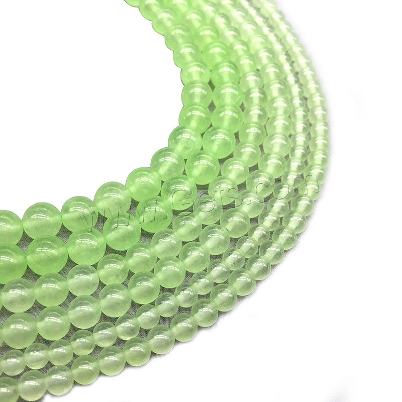 Green Calcedony Beads, Round, fashion jewelry & different size for choice, apple green, Hole:Approx 1mm, Length:Approx 14.9 Inch, Sold By Strand