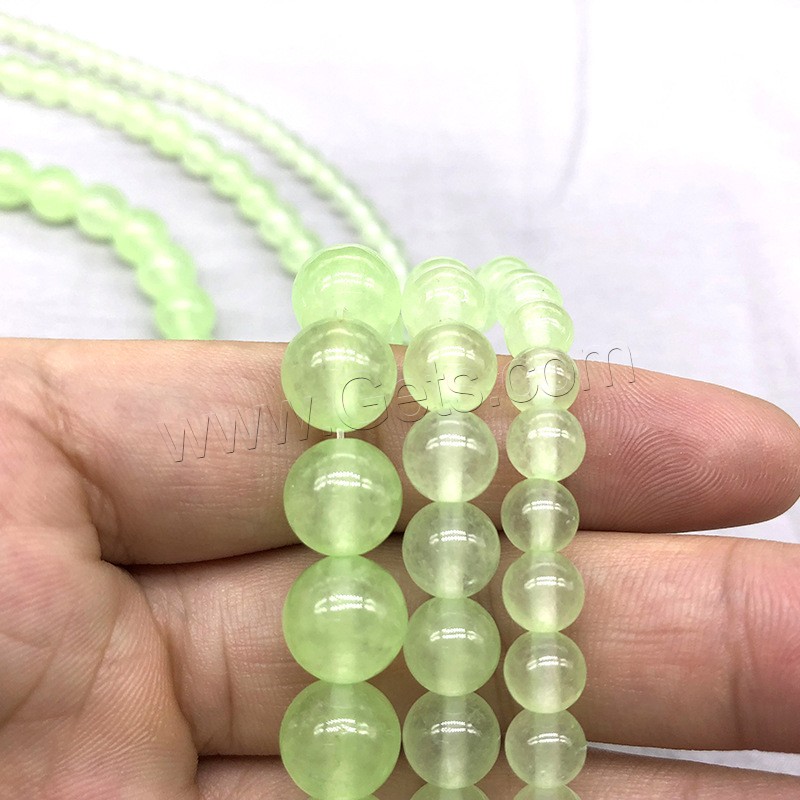 Green Calcedony Beads, Round, fashion jewelry & different size for choice, apple green, Hole:Approx 1mm, Length:Approx 14.9 Inch, Sold By Strand