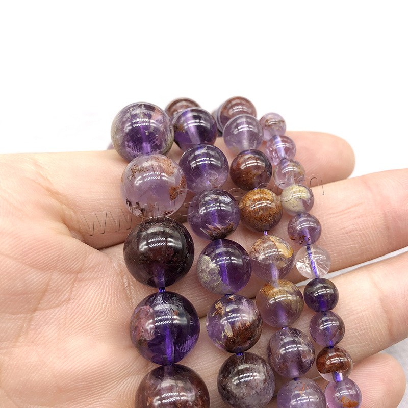 Purple Phantom Quartz Beads, Round, fashion jewelry & different styles for choice, purple, Hole:Approx 1mm, Length:Approx 14.9 Inch, Sold By Strand