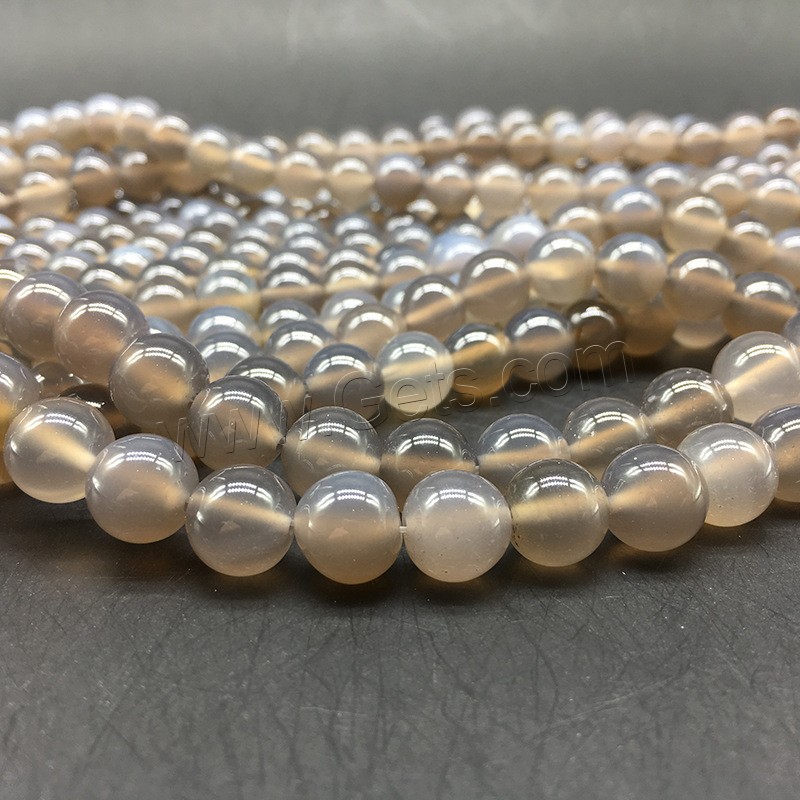 Natural Grey Agate Beads, Round, fashion jewelry & different styles for choice, grey, Hole:Approx 1mm, Length:Approx 14.9 Inch, Sold By Strand