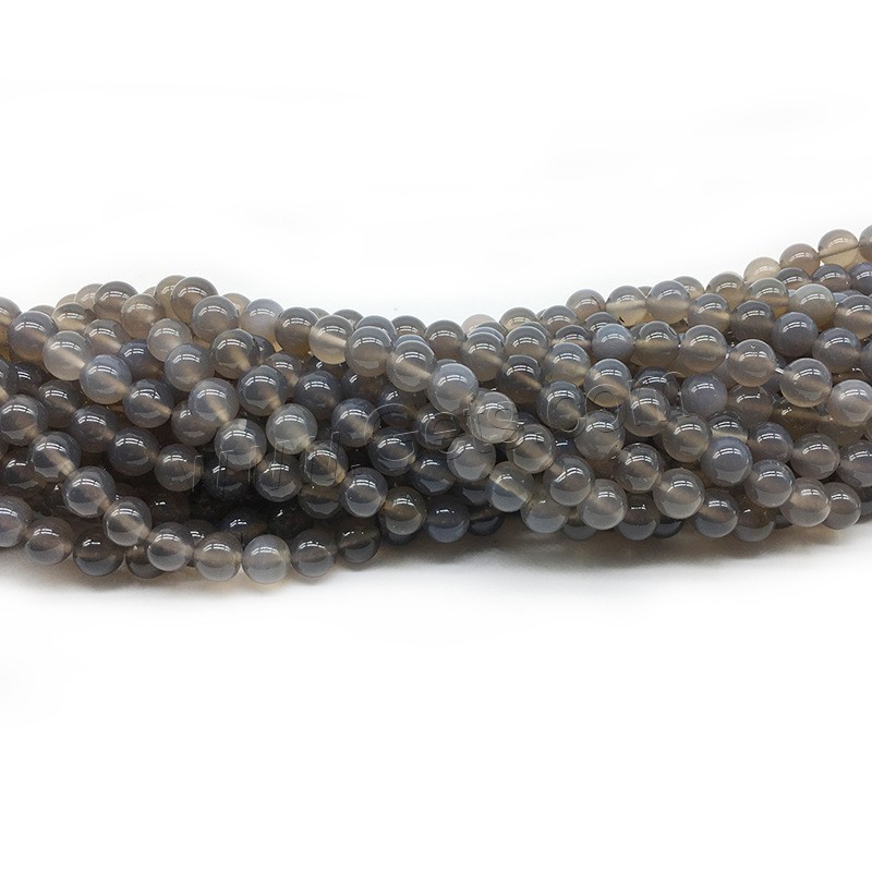 Natural Grey Agate Beads, Round, fashion jewelry & different styles for choice, grey, Hole:Approx 1mm, Length:Approx 14.9 Inch, Sold By Strand