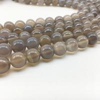 Natural Grey Agate Beads, Round, fashion jewelry grey Approx 1mm Approx 14.9 Inch 