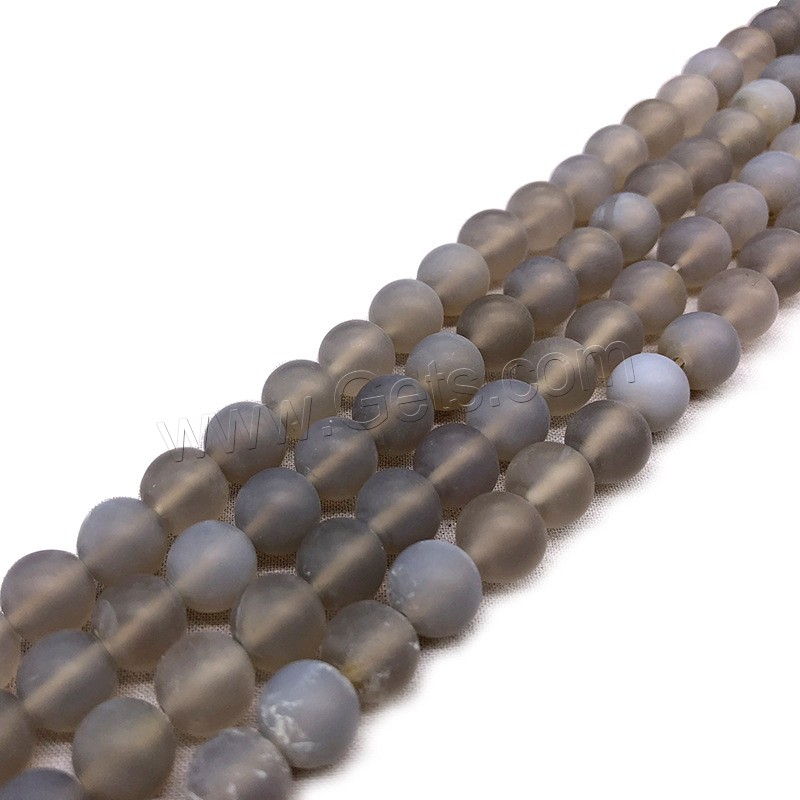 Natürliche graue Achat Perlen, Grauer Achat, rund, verschiedene Größen vorhanden & satiniert, grau, Bohrung:ca. 1mm, Länge:ca. 14.9 ZollInch, verkauft von Strang