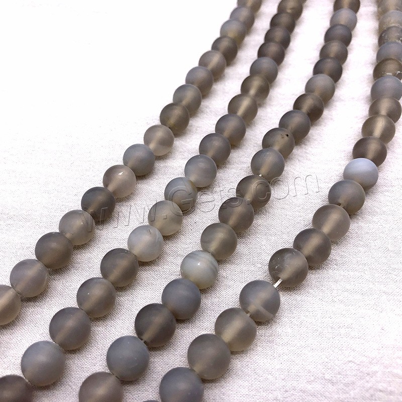 Perles agates grises naturelles, agate grise, Rond, normes différentes pour le choix & givré, gris, Trou:Environ 1mm, Longueur:Environ 14.9 pouce, Vendu par brin