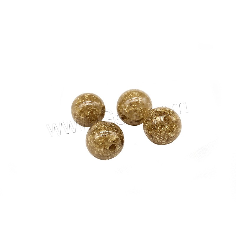 Gold Foil Beads, with Resin, Round, fashion jewelry & different size for choice, golden, Hole:Approx 1mm, Approx 120PCs/Bag, Sold By Bag
