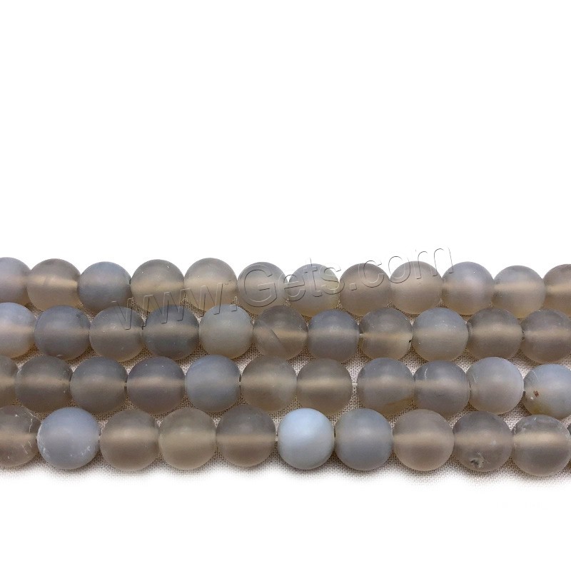 Natürliche graue Achat Perlen, Grauer Achat, rund, verschiedene Größen vorhanden & satiniert, grau, Bohrung:ca. 1mm, Länge:ca. 14.9 ZollInch, verkauft von Strang