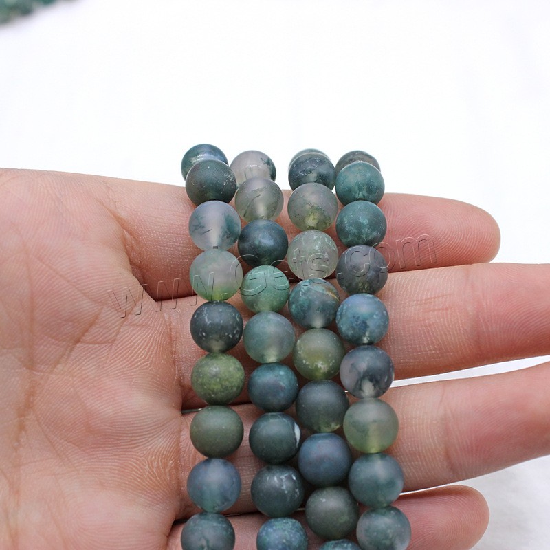 Natural Moss Agate Beads, Round, different size for choice & frosted, green, Hole:Approx 1mm, Length:Approx 14.9 Inch, Sold By Strand
