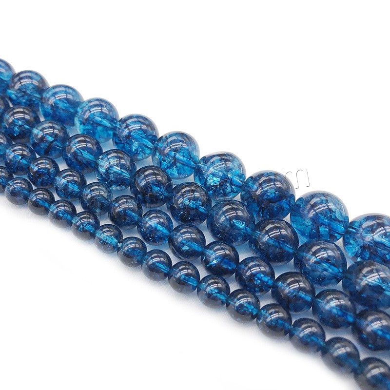 Knistern Quarz Perlen, Natürlicher Quarz, rund, verschiedene Größen vorhanden, blau, Bohrung:ca. 1mm, Länge:ca. 14.9 ZollInch, verkauft von Strang