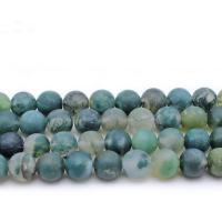 Perles en pierre d'agate mousse naturelle, Rond, normes différentes pour le choix & givré, vert Environ 1mm Environ 14.9 pouce, Vendu par brin