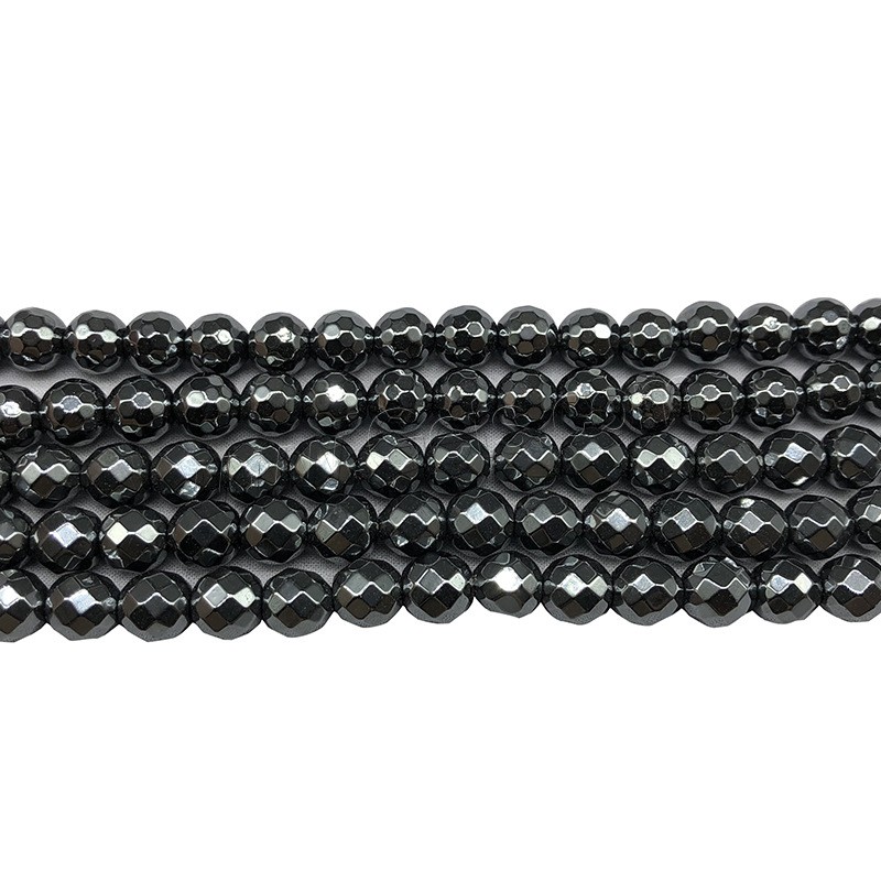Hematite Abalorio, Esférico, diverso tamaño para la opción & facetas, Negro, agujero:aproximado 1mm, longitud:aproximado 14.9 Inch, Vendido por Sarta