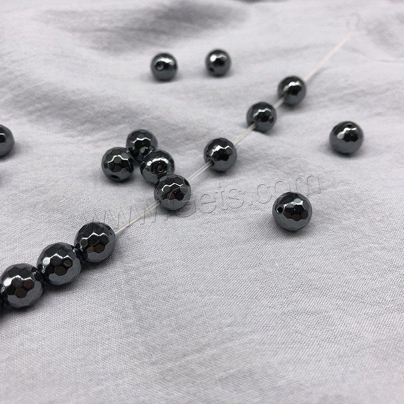 Hematite Beads, Round, different size for choice & faceted, black, Hole:Approx 1mm, Length:Approx 14.9 Inch, Sold By Strand