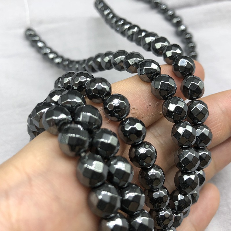 Hematite Beads, Round, different size for choice & faceted, black, Hole:Approx 1mm, Length:Approx 14.9 Inch, Sold By Strand