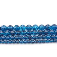ヒビクオーツビーズ, 天然クォーツ, ラウンド形, 異なるサイズの選択 & クラックル, ブルー, 穴:約 1mm, 長さ:約 14.9 インチ, 売り手 ストランド