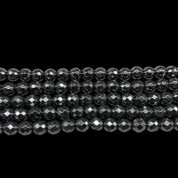 гематит Бусины, Круглая, разный размер для выбора & граненый, черный, отверстие:Приблизительно 1mm, длина:Приблизительно 14.9 дюймовый, продается Strand