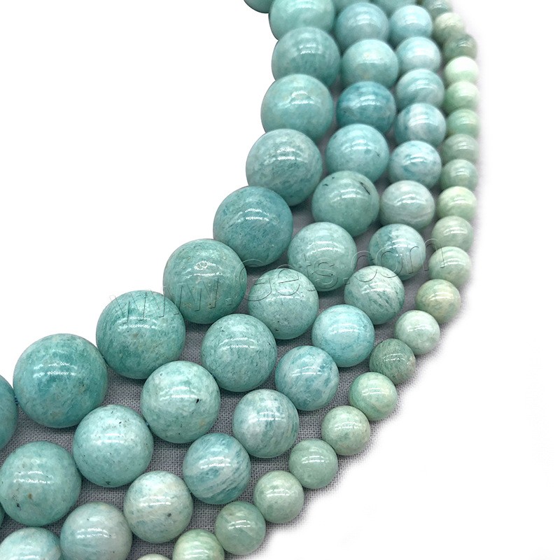 Perles amazonite, Rond, bijoux de mode & normes différentes pour le choix, cyan, Trou:Environ 1mm, Longueur:Environ 14.9 pouce, Vendu par brin