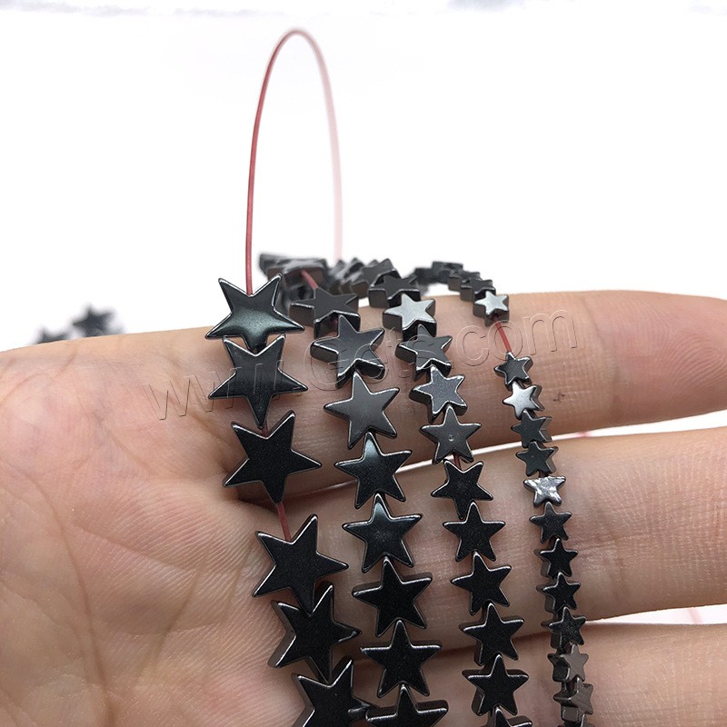 Hematite Beads, Flat Star, fashion jewelry & different size for choice, black, Hole:Approx 1mm, Length:Approx 14.9 , Sold By Strand