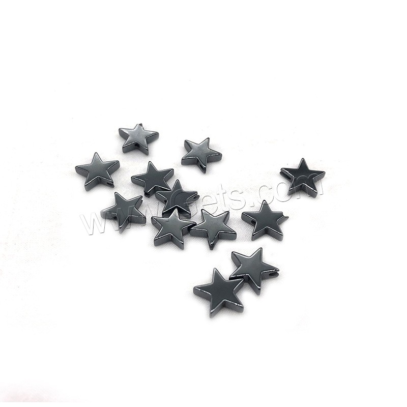 Hämatit Perle, flacher Stern, Modeschmuck & verschiedene Größen vorhanden, schwarz, Bohrung:ca. 1mm, Länge:ca. 14.9 , verkauft von Strang