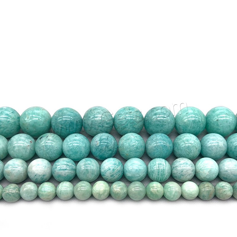 Amazonit Perlen, rund, Modeschmuck & verschiedene Größen vorhanden, blaugrün, Bohrung:ca. 1mm, Länge:ca. 14.9 ZollInch, verkauft von Strang