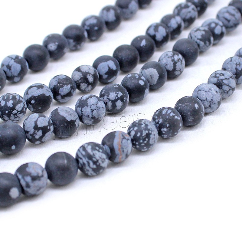 Snowflake Obsidian Bead, Round, different size for choice & frosted, white and black, Hole:Approx 1mm, Length:Approx 14.9 Inch, Sold By Strand
