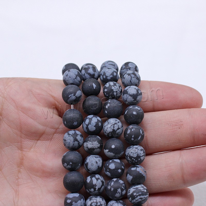 Snowflake Obsidian Bead, Round, different size for choice & frosted, white and black, Hole:Approx 1mm, Length:Approx 14.9 Inch, Sold By Strand