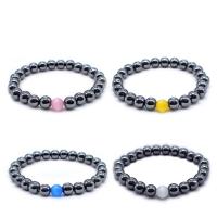 Hematite Bracelet, with Cats Eye, Round, fashion jewelry & Unisex Approx 7.5 Inch 