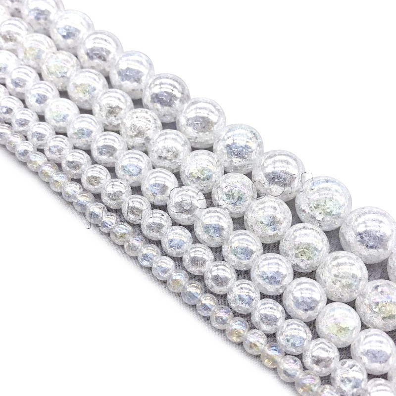 Fashion Crystal Beads, Round, different size for choice & crackle, Crystal, Hole:Approx 1mm, Length:Approx 14.9 Inch, Sold By Strand
