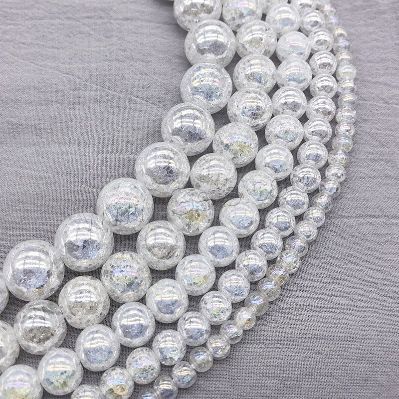 Mode de perles de cristal, Rond, normes différentes pour le choix & craquelure, cristal, Trou:Environ 1mm, Longueur:Environ 14.9 pouce, Vendu par brin