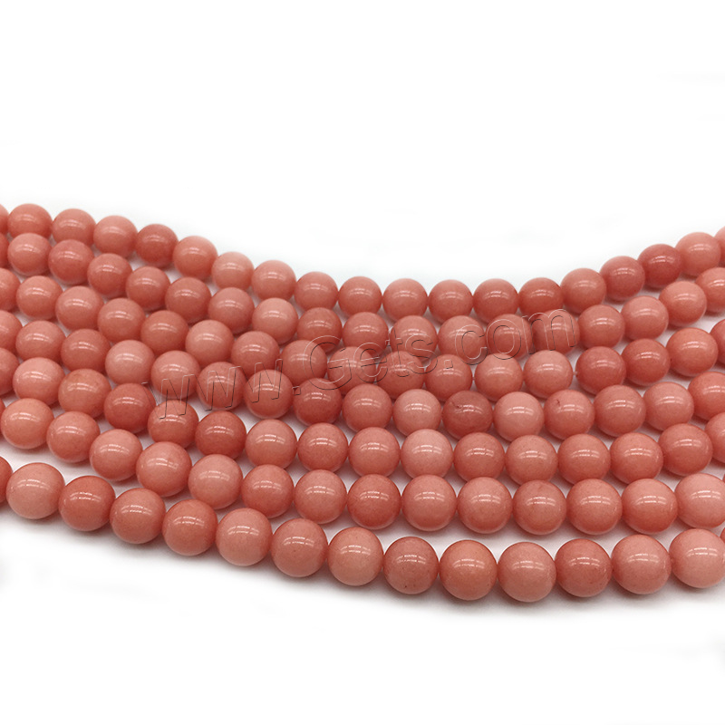 Rhodonit Perlen, rund, Modeschmuck & verschiedene Größen vorhanden, hellrot, Bohrung:ca. 1mm, Länge:ca. 14.9 ZollInch, verkauft von Strang