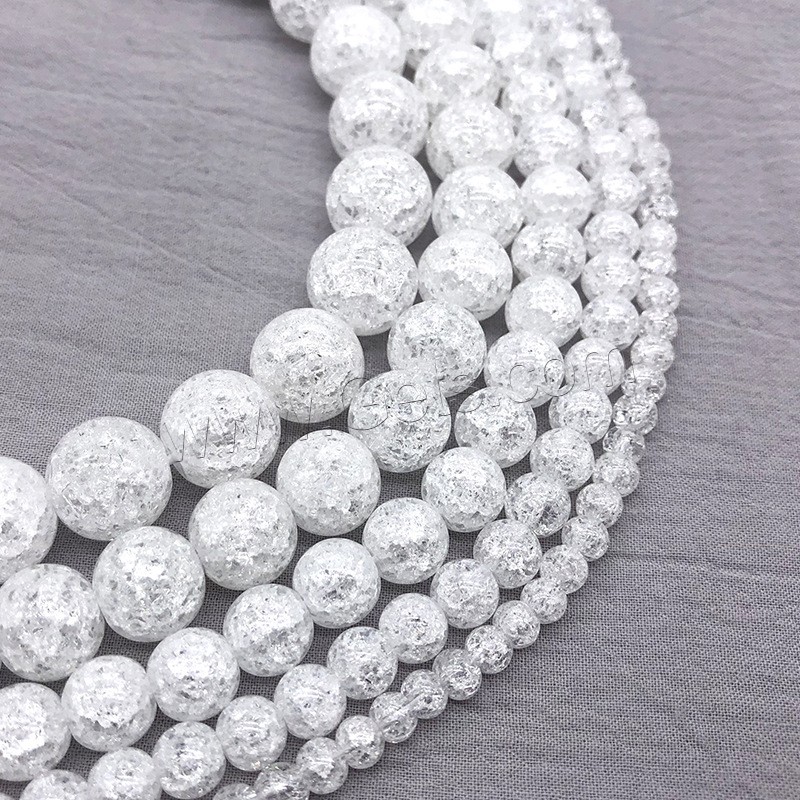Fashion Crystal Beads, Round, different size for choice & crackle, Crystal, Hole:Approx 1mm, Length:Approx 14.9 Inch, Sold By Strand