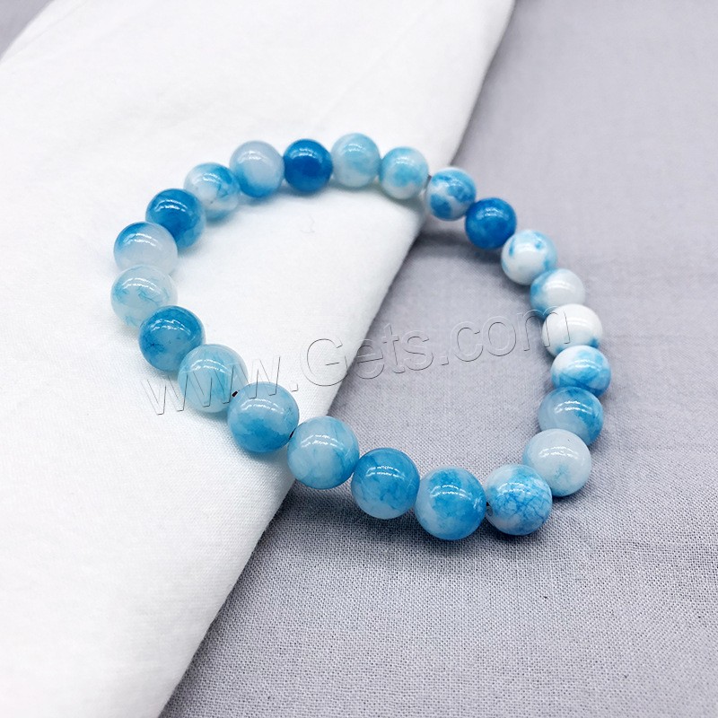 Dyed Jade Bracelet, Round, Unisex & different size for choice, skyblue, Length:Approx 7.5 Inch, Sold By Strand