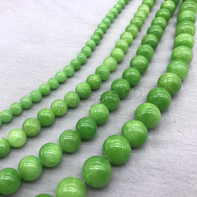 perle en jade tient, Dyed Jade, Rond, bijoux de mode & normes différentes pour le choix, vert, Trou:Environ 1mm, Longueur:Environ 14.9 pouce, Vendu par brin