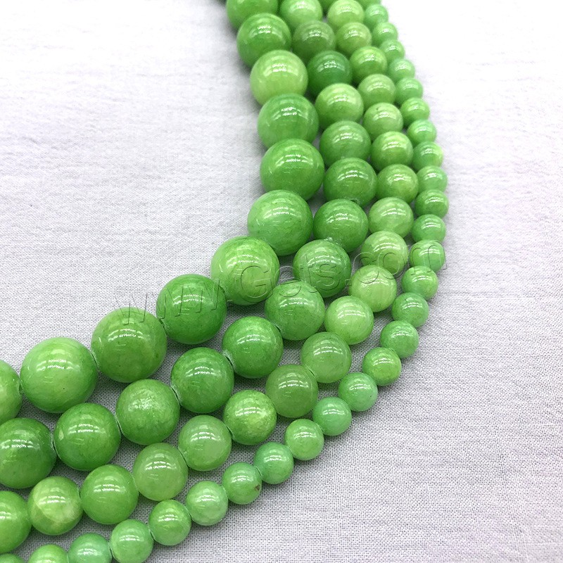 Cuentas de jade teñidos, teñido Jade, Esférico, Joyería & diverso tamaño para la opción, verde, agujero:aproximado 1mm, longitud:aproximado 14.9 Inch, Vendido por Sarta