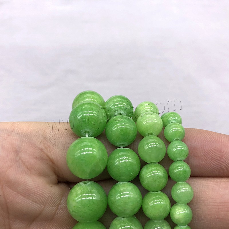 perle en jade tient, Dyed Jade, Rond, bijoux de mode & normes différentes pour le choix, vert, Trou:Environ 1mm, Longueur:Environ 14.9 pouce, Vendu par brin