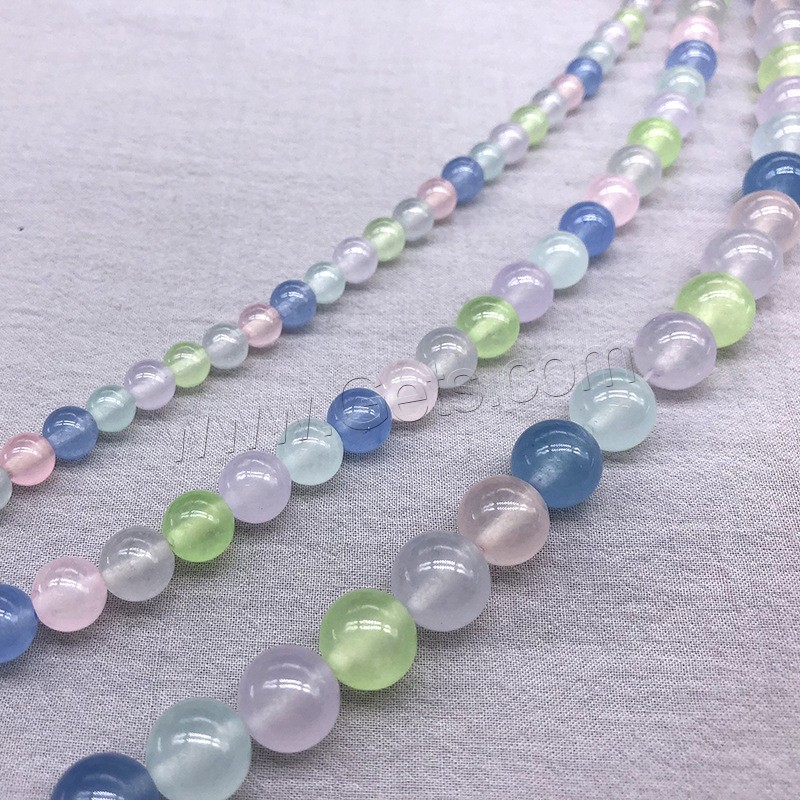 Gefärbte Jade Perlen, rund, Modeschmuck & verschiedene Größen vorhanden, gemischte Farben, Bohrung:ca. 1mm, Länge:ca. 14.9 ZollInch, verkauft von Strang