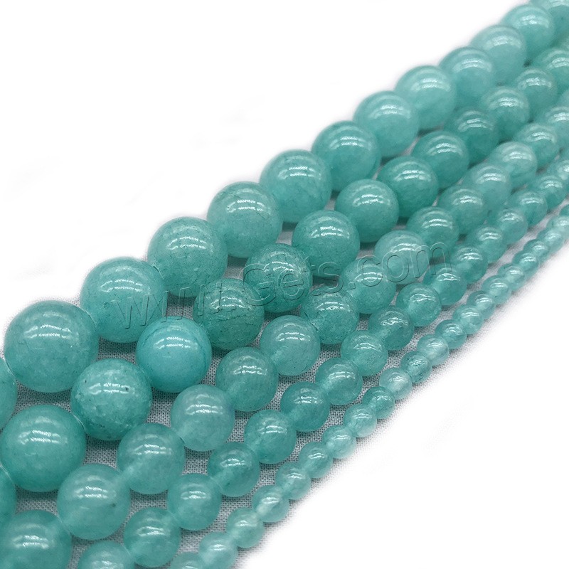 Gefärbte Jade Perlen, rund, Modeschmuck & verschiedene Größen vorhanden, blaugrün, Bohrung:ca. 1mm, Länge:ca. 14.9 ZollInch, verkauft von Strang
