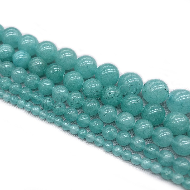 Dyed Jade Beads, Round, fashion jewelry & different size for choice, cyan, Hole:Approx 1mm, Length:Approx 14.9 Inch, Sold By Strand