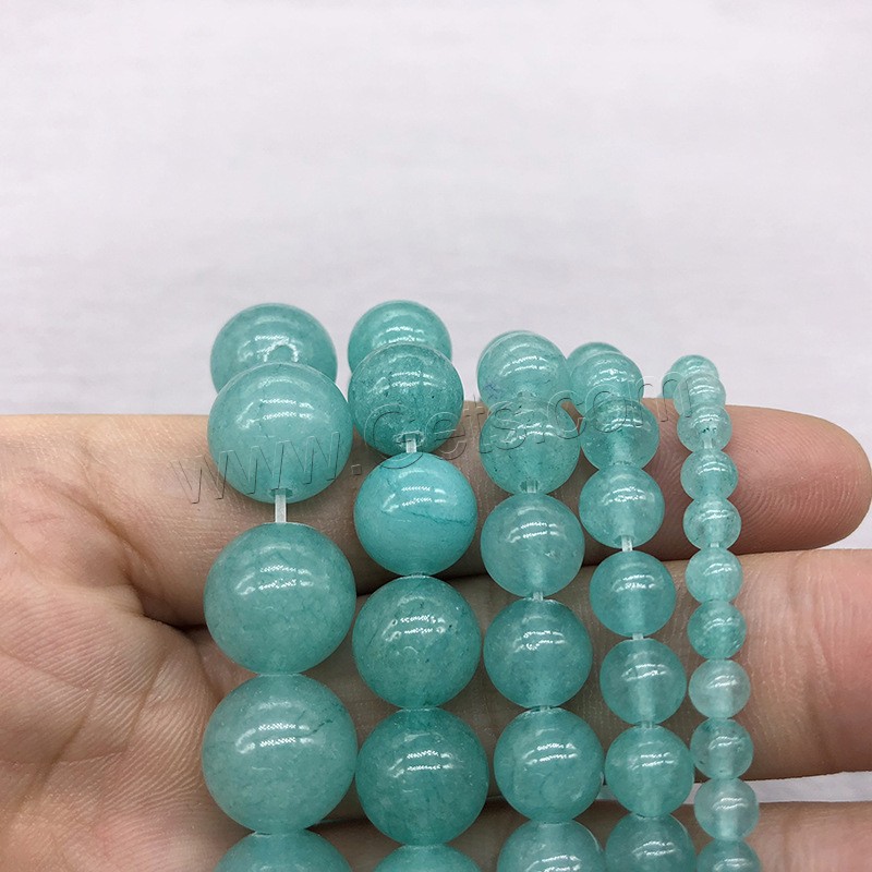 Gefärbte Jade Perlen, rund, Modeschmuck & verschiedene Größen vorhanden, blaugrün, Bohrung:ca. 1mm, Länge:ca. 14.9 ZollInch, verkauft von Strang
