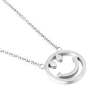 Titanium Steel Jewelry Necklace, Smiling Face, plated, oval chain & for woman 20*20mm Approx 18.5 Inch 