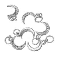 Rhinestone Brass Pendants, Zinc Alloy, Moon, silver color plated, fashion jewelry & DIY & with rhinestone Approx 5mm 