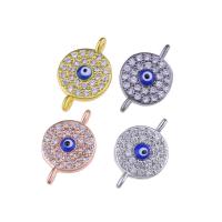 Cubic Zirconia Micro Pave Brass Connector, Evil Eye, plated, fashion jewelry & DIY & micro pave cubic zirconia & 1/1 loop Approx 2mm 